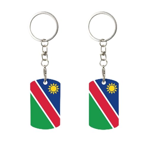 Porte-clés rectangulaire en métal avec drapeau de la Namibie, pour la maison, le bureau et la moto.