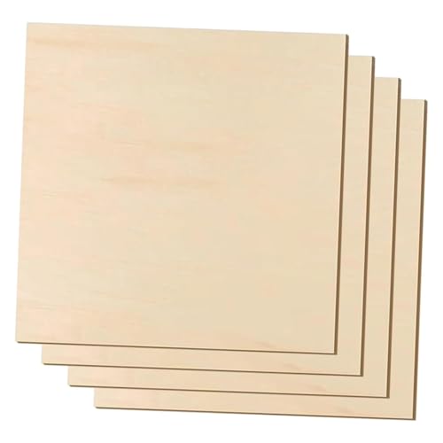 kowaku 4 Piezas Tableros de Madera Sin Terminar Láminas de Contrachapado para Manualidades Corte Y Pintura Superficie Lisa Adecuado para Proyectos de, 4 Piezas, 2mm