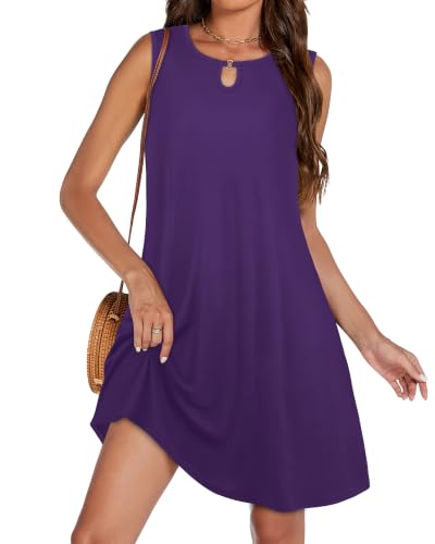 Image of Summer Dresses for Women 2026 Casual Sleeveless Sundress Floral Loose Fit Beach Cover Up with Pocket