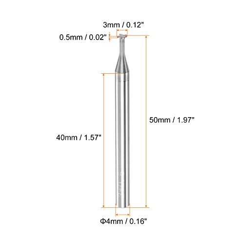 Image of HARFINGTON T Slot End Mill Milling Cutter 3mm Cutting 0.5mm Depth 4mm Shank Solid Carbide 4 Flutes for Aluminum Copper Zinc Alloy