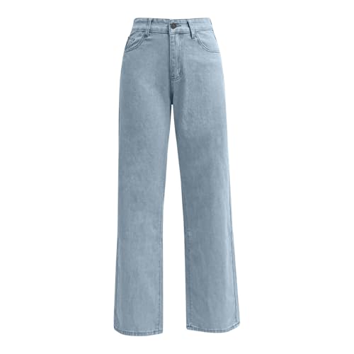 Women's Wide Straight Leg Jeans Low Waist Baggy Frayed Raw Hem Loose Boyfriends Denim Pants Casual Trousers3