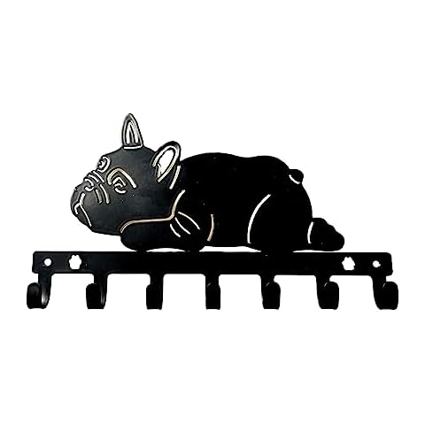 Ctpeng Dog Leash Holder for Wall,Decorative Leash Holder Wall Mount with 7 Hooks,Black Metal Hanger for Entryway,Front Door,Hallway ＆ Office(10.83X6.1 inches) Cover