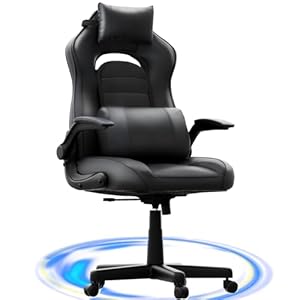 TRIUMPHKEY Gaming Chair Office Chair Ergonomic with Lumbar Support Headrest Gaming Desk Chair Computer Chair Racing Style PC Chair Height Adjustable Widened Backrest Wheels 150 kg Black