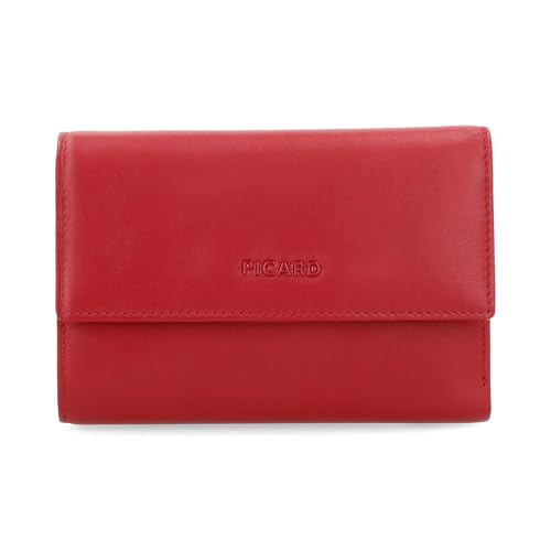 Picard Damen Geldbeutel Bali 1 1171 mit 10 Kartenfächer und Druckknopf aus Rindsleder in der Farbe Red, 10x8,5x3cm, 11714M5326
