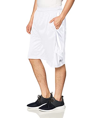 Short de basketball blanc Southpole Large en maille légère et ultra-confort