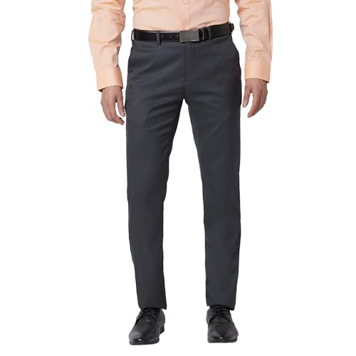 Image of Raymond Men's Slim Fit Polyester Blend Checks Pattern Flat Front Formal Trouser
