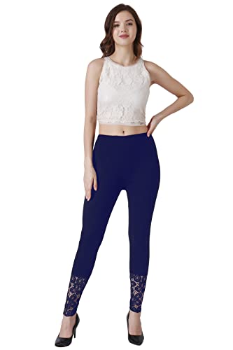 Image of Women's Soft & Stretchable Cotton Leggings Lace Ankle Length Color