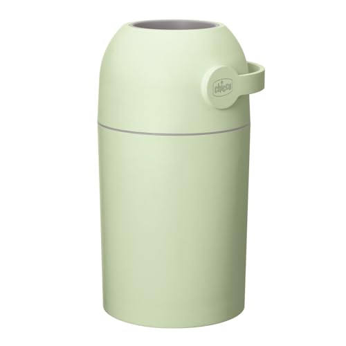 Chicco Contenedor para Pañales con Control de Olores, Sistema de Deshecho de Pañales, Papelera Pañales Compacta, Ahorra Espacio, con Tapa, Fácil de Usar y Limpiar,Funciona con Bolsas de Plástico,Verde