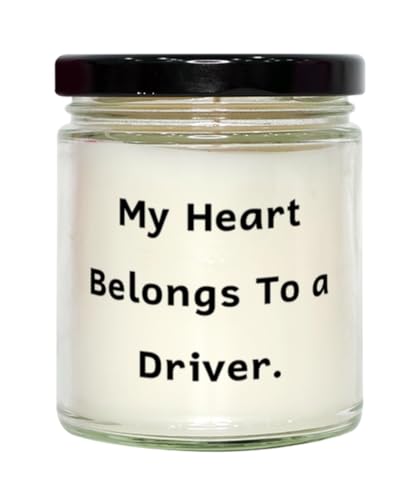 Generic Useful Driver Scent Candle, My Heart Belongs to a Driver, Love for Coworkers from Team Leader, 9oz