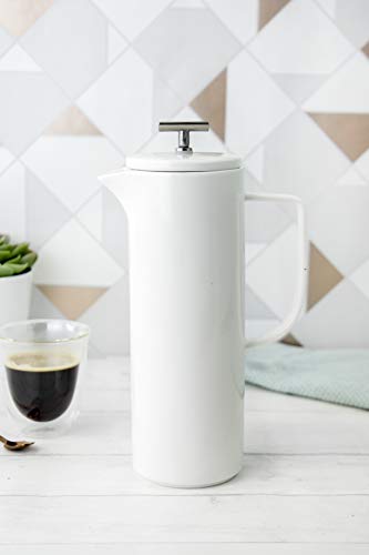La Cafetière Cafetera Viena Grande de Prensa Francesa de Cerámica, 4 Tazas en Caja de Regalo 1.2L, Blanco - Imagen 6
