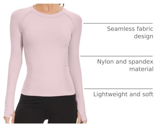 Image of MathCat Workout Shirts for Women Long Sleeve, Workout Tops for Women, Quick Dry Gym Athletic Tops，Seamless Yoga Shirts XS-XL Purple