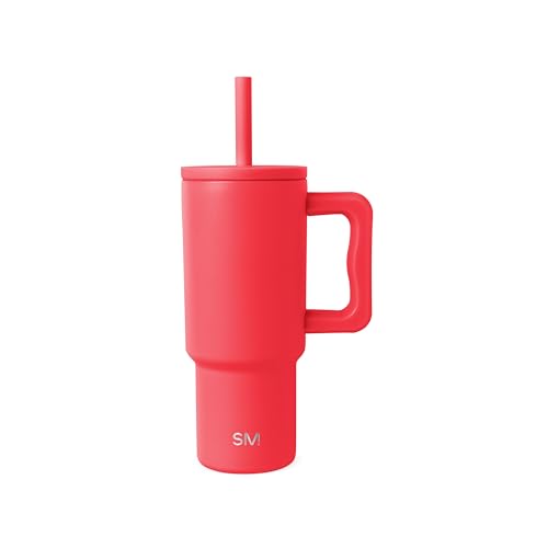 Image of Simple Modern Kids 24 oz Tumbler with Handle and Silicone Straw Lid | Spill Proof and Leak Resistant | Reusable Stainless Steel Bottle | Gift for Kids Boys Girls | Trek Collection | Radiate Red