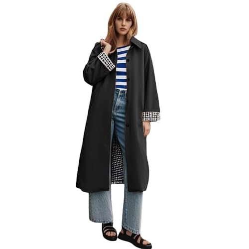 Trench surdimensionné pour femme veste longue classique monobouton chic