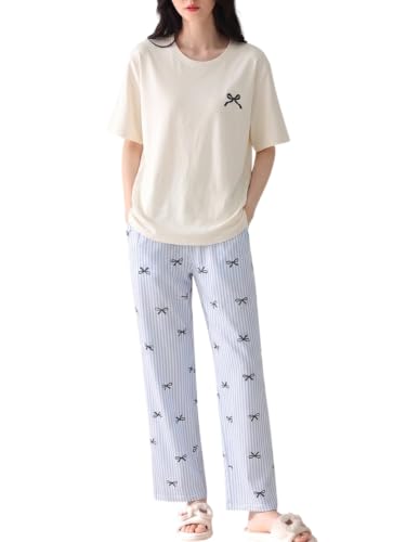 Image of Louis Luxe Cotton Blend Womens Korean Night Dress|| Full Pyjama Set || Korean Nightsuit ||Women Nightwear ||Round Neck Full Sleeve Nightsuit || Loungewear || Everyday Nightdress (ND-11)