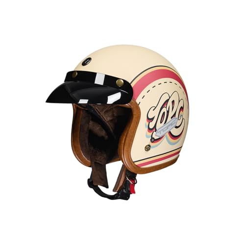 BOSERMEM Casco De Motocicleta con Certificación Ece 22.06, Apto para Ethelm Roller Scooter Ciclomotor Ciclomotor Mofa Chopper Vespa(Milán, L=57 58CM)