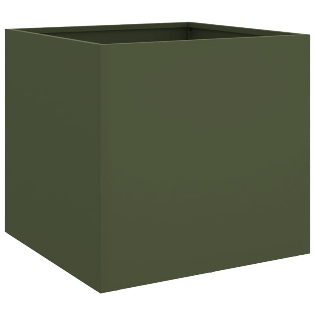 Vidaxl Planter Flower Pot Garden Raised Bed Outdoor Planter Olive Green Steel
