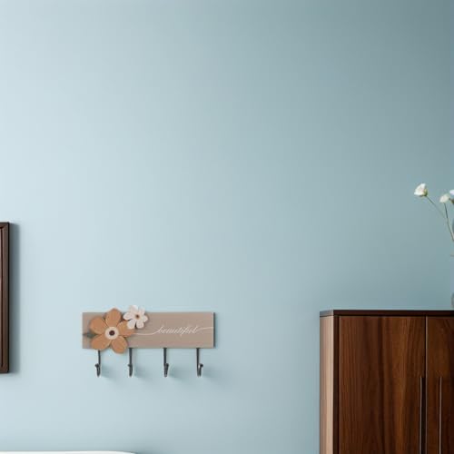 Perchero de pared de madera caqui versátil para ropa y toallas 6