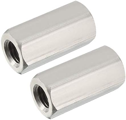 sourcing map M16 X 2-Pitch 50mm Length 304 Stainless Steel Metric Hex Coupling Nut, 2-Pack