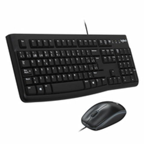 Logitech MK120 Combo Clavier et Souris Filaire pour Windows, Clavier Italien QWERTY - Noir