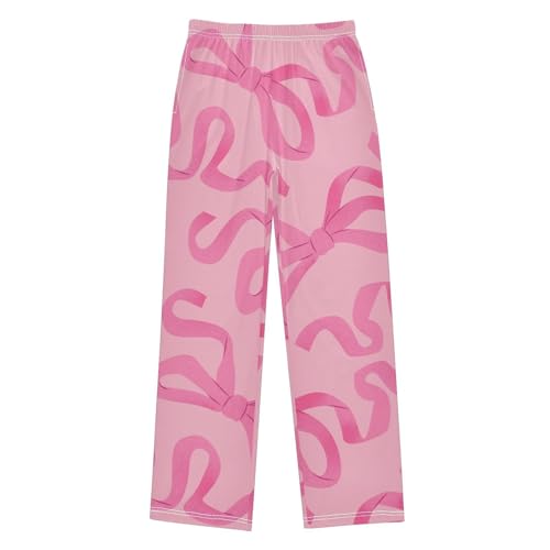 Pink Bow Light Boys Pants Boys Athletic Pants Long Pant for Boywith Pockets Wide-Leg Size 6-14Y