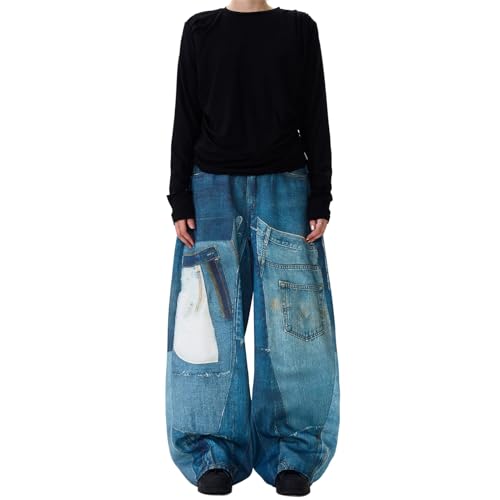 GUOYUXIAO Men's Jeans Retro Denim Pants Wide-Leg Trouser for Men2