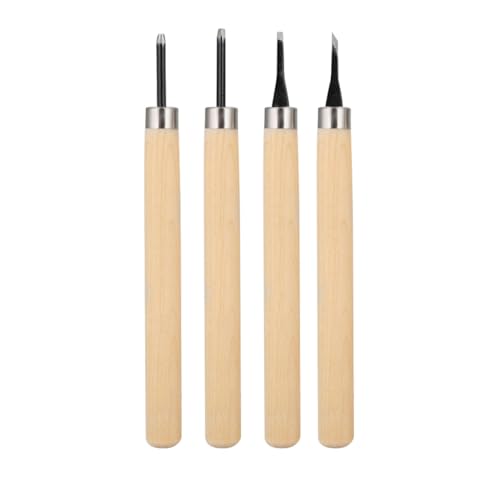 Holz Messer, Tools Set, 4 PCS professionelle Messer Manuelle Spitzer Gummi Stempel Messer Carving Tools Set