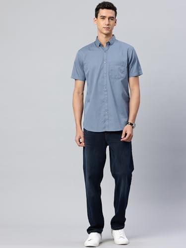 Image of Majestic Man Slim Fit Pure Cotton Half Sleeve Solid Casual Shirt