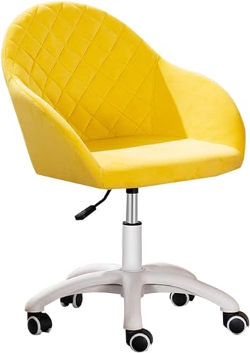 PVYGDXYI Silla de Oficina Silla giratoria con Respaldo Medio Silla de Oficina ergonómica con Ruedas Silla de computadora con Soporte Lumbar Silla de Altura Ajustable (Color: Amarillo)