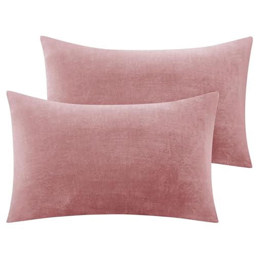 Image of BEDELITE Flannel King Size Pillow Cases Set of 2, Dusty Pink, 20x36 Inches