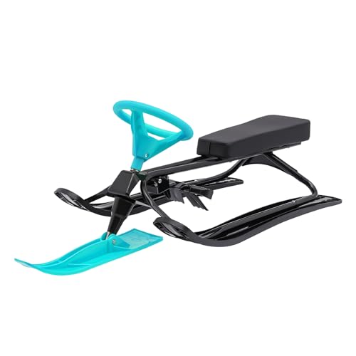 BANLICALI Snow Sled, Modern Metal Snow Racer Sled with Steering Wheel and 18