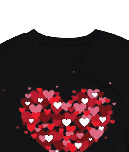 Image of Valentines Shirts for Women Valentine Love Heart Printed Graphic Tshirt Cute Girls Casual Top
