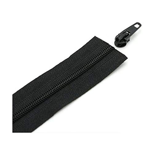 Cremallera, Cremallera de nailon de 5 metros, n.° 3, ideal for reparar bolsos, zapatos, tiendas de campaña, ropa y textiles del hogar.(Black)
