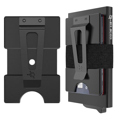 Image of Code 118 Modular Backplate Cash Clip | Slim Minimalist Money Clip for Men | RFID Blocking Aluminum Modular Add-On Wallet Accessory Expands Storage for Card & Cash, Wallet not Included (Black Aluminum)