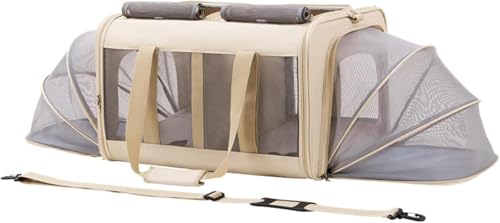 Momgla犬 猫 キャリーバッグ 折りたたみ 拡張 犬 猫 バッグ 車用 ペットキャリーケース 特大 軽量 猫 犬キャリー 通気性が良い 移動便利 猫 2匹用 小型犬 小動物 多頭 旅行 アウトドア ポータブルケージ ペット用キャリー 荷重17.5 KG