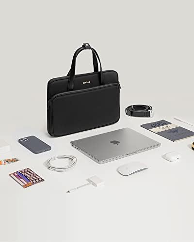 tomtoc Ochronna torba na laptopa 360 do 13-calowego MacBooka Air/Pro, 14-calowego MacBooka Pro M1 Pro/Max A2442 2021, wodoodporna torba do przenoszenia na laptopa, aktówka do iPada Pro 12,9 cala z etui na klawiaturę, Czarny