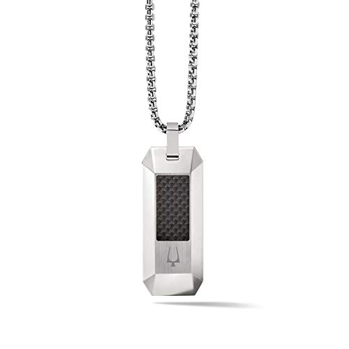 Men's Precisionist Round Box Link Chain Necklace with Dog Tag Pendant Style