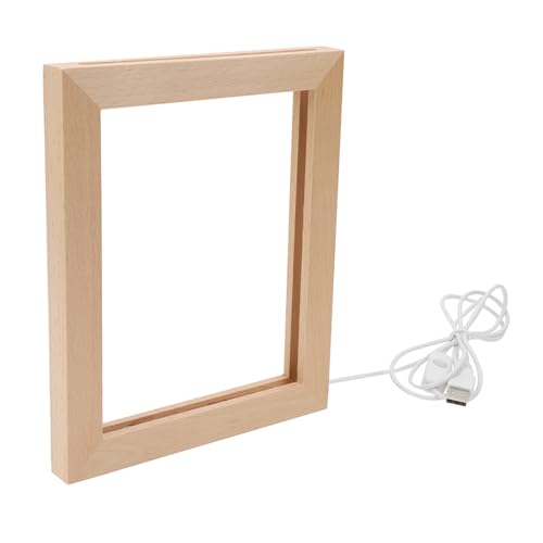Alasum Marco de Fotos Luminoso LED con Luz Cálida USB Portafotos de Madera para Mesa Decoración Hogar y Regalo Elegante