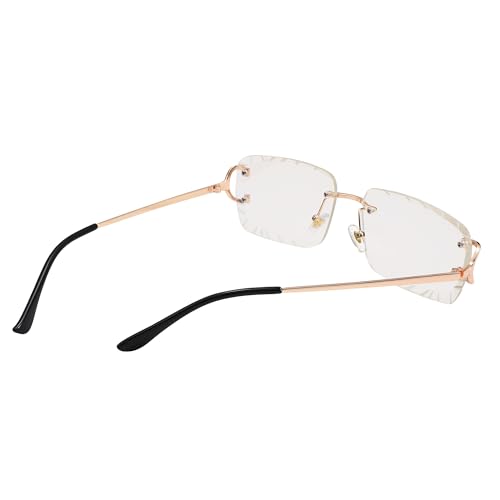 Image of Hycredi Rimless Rectangle Sunglasses for Men /Women- Frameless Square Trendy Shade - Diamond Cutting Eyewear