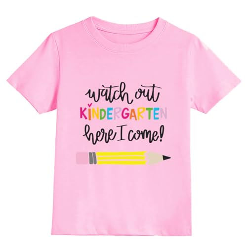 Kindergarten T-Shirt for Toddler Girls Back to School T Shirt Kids Watch Out Kindergarten Here I Come Shirts 3-7 Years