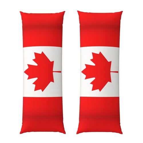 Funda de almohada de lujo con estampado de bandera canadiense, funda de almohada de cuerpo peludo para mujeres que duermen de lado, almohada de ropa de cama lanuda