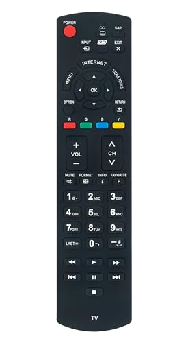 N2QAYB000704 Replace Remote Control Compatible with Panasonic Viera Plasma TV TC-P00UT50 TC-P55ST50 TC-P42UT50 TC-P50UT50 TC-P55UT50 TC-P42XT50 TC-P60UT50 TC-P50XT50 VC-P55UT50