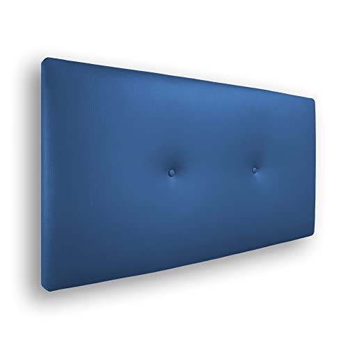 Silcar Home - Cabecero de Cama 90 Azul Silvi - Tapizado, Estructura Madera, Hilera Botones Estilo Moderno - Fácil Instalación, Acolchado Confort - 90 cm, Polipiel Azul