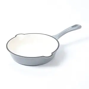 HAWOK Enameled 8 inch Cast Iron Skillet Round Fry Pan Gray
