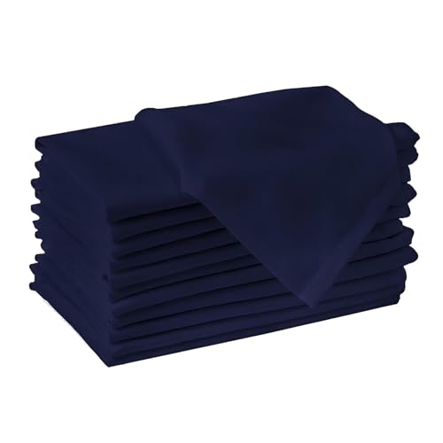 Image of 100% Cotton Dinner Napkins 12x12 Inch, Soft & Durable, Reusable Cloth Napkins for Dining, Events, and Everyday Use (Navy Blue, Set of 25 (12x12))