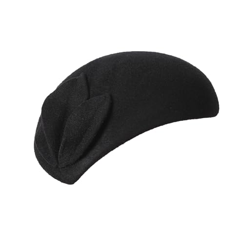 Image of Flower Womens Dress Fascinator Wool Felt Fedora French Pillbox Hat Party Wedding Teardrop Beret