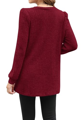 Image of OFEEFAN Long Sleeve Shirts for Women Long Sweaters with Pockets Tunic Tops Loose Fit