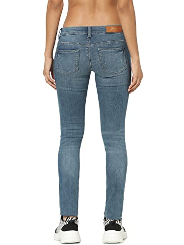 Image of ONLY Women Blue Skinny Fit Low-Rise Low Distress Light Fade Jeans