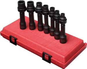 Sunex .5" Dr. Fractional 12 Point Driveline Impact Socket Set- 7 pc