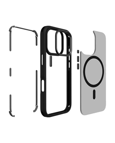 Image of DailyObjects Polycarbonate Case for iPhone 16 Pro Compatible with Mag-Safe Wireless Charging | Black Hybrid Magnetic Armour Slim Shockproof Back Cover