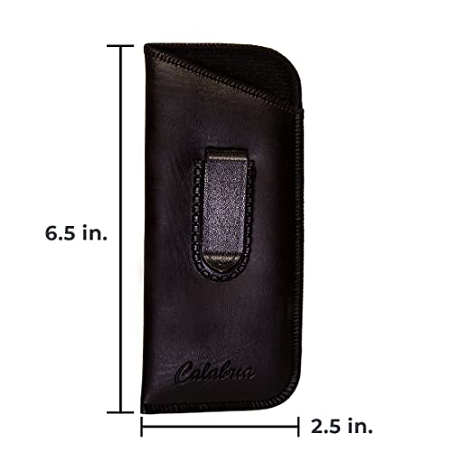 Image of Calabria Slim Half Clip Soft Eyeglass Case 4 PACK-2 Black & 2 Brown Syn. Leather